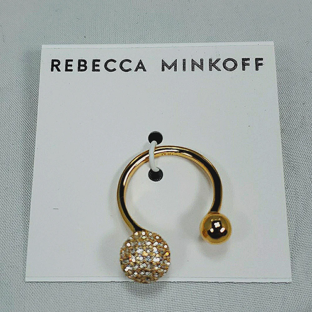 Rebecca Minkoff Gold-Tone Pavé Rhinestone & Polished Ball Open Ring – Size 7